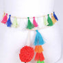 Mix Tassel Pompom Tie Belt