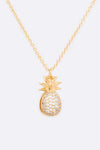 CZ Pineapple Pearl Pendant Necklace