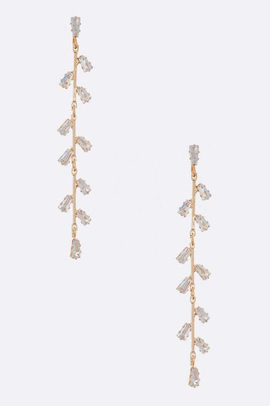 CZ Leaf Drop Delicate Earrings