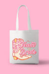 COWGIRL BOOT TEAM BRIDE POLYESTER TOTE BAG