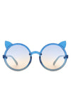 Girls Round Cat Ear Design Glitter Kids Sunglasses