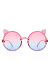 Girls Round Cat Ear Design Glitter Kids Sunglasses