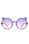 Girls Round Cat Ear Design Glitter Kids Sunglasses