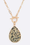 Stone Teardrop Pedant Toggle Necklace