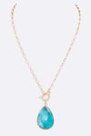 Stone Teardrop Pedant Toggle Necklace