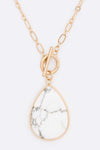 Stone Teardrop Pedant Toggle Necklace