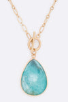 Stone Teardrop Pedant Toggle Necklace