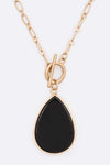 Stone Teardrop Pedant Toggle Necklace