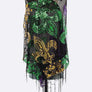 Mardi Gras Color Fleur De Lis Sequins Shawl Scarf