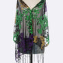 Mardi Gras Color Fleur De Lis Sequins Shawl Scarf