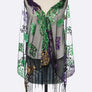 Mardi Gras Color Butterfly Sequins Shawl Scarf