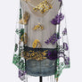 Mardi Gras Color Butterfly Sequins Shawl Scarf