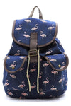 Flamingo Printed Canvas Backpack