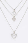 Triple Heart CZ Pendant Layer Necklace