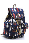 Puppy Printed Canvas Backpack