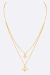 CZ Double Cross Layer Pendant Necklace