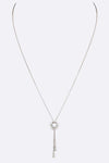 Pearl Accent CZ Flower Chain Drop Pendant Necklace