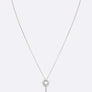 Pearl Accent CZ Flower Chain Drop Pendant Necklace