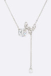 CZ Butterfly Chain Drop Pendant Necklace