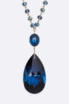 Large Crystal Teardrop Pendant Long Necklace