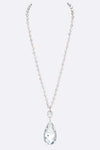 Large Crystal Teardrop Pendant Long Necklace