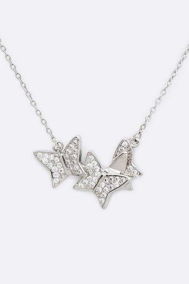 Cubic Zirconia Butterfly Pendant Necklace