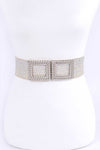 Double Buckle Metallic Faux Straw Elastic Belt