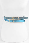 Rhinestone Metallic 2 In 1 Skinny Belt Set