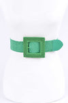 Color Bamboo Square Buckle Elastic Straw Belt