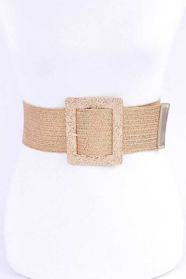 Plus Size Faux Straw Elastic Belt