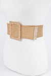 Plus Size Faux Straw Elastic Belt