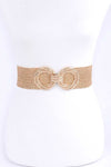 Plus Size Metallic Faux Straw Elastic Belt