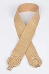 Plus Size Metallic Faux Straw Elastic Belt