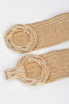 Plus Size Metallic Faux Straw Elastic Belt