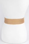 Plus Size Metallic Faux Straw Elastic Belt