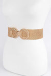 Plus Size Metallic Faux Straw Elastic Belt