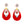 Red Teardrop Earrings - Rhinestone & Flower
