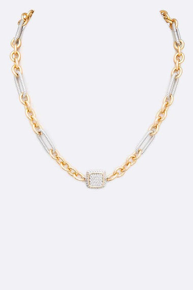 2 Tone Mix Chain Designed Necklace