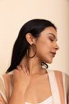 Leather Hoop Earrings With Brass Accent