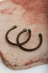 Leather Hoop Earrings With Brass Accent