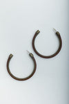 Leather Hoop Earrings With Brass Accent