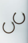 Leather Hoop Earrings With Brass Accent