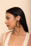 Leather Hoop Earrings With Brass Accent