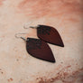 Engraved Leaf Drop Earrings - Rustic Leather Style