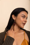 Engraved Leaf Drop Earrings - Rustic Leather Style