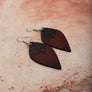 Engraved Leaf Drop Earrings - Rustic Leather Style
