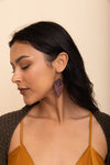Engraved Leaf Drop Earrings - Rustic Leather Style