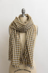Neutral Gingham Check Frayed Edge Scarf