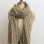 Neutral Gingham Check Frayed Edge Scarf