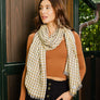 Neutral Gingham Check Frayed Edge Scarf
